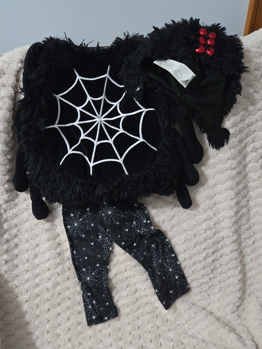 Spirit Black Spider Costume Set with White Web Details and Red Accents